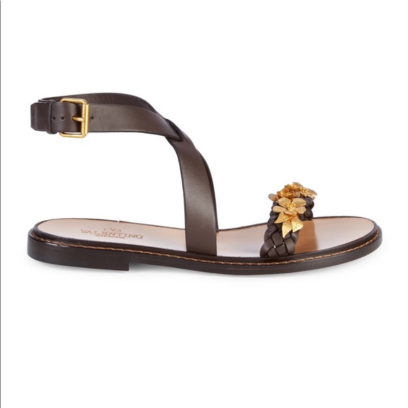 Valentino Garavani brown braided sandals 7/37 NIB - Picture 1 of 5